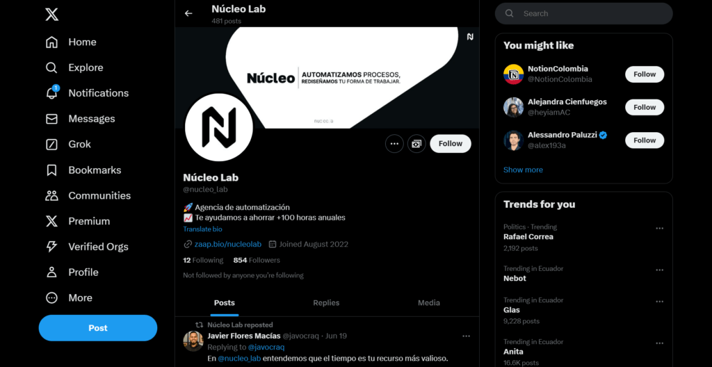 Twitter X Nucleo Labs